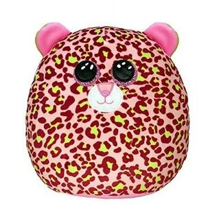 TY TOYS Lainey Leopard Squish-a-Boo Pink and Yellow Leopard Print Plush Toy